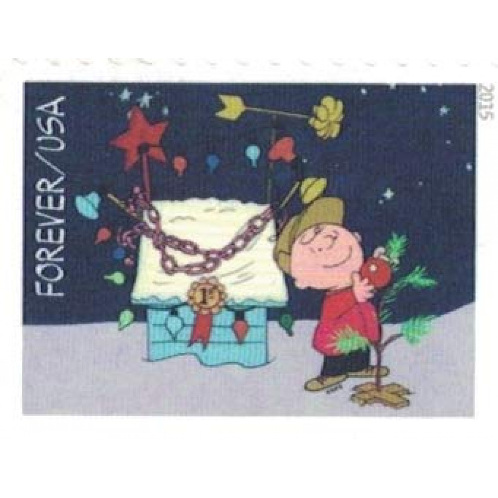 (2015) USPS Charlie Brown Xmas Pane of 20 Forever Postage Stamps