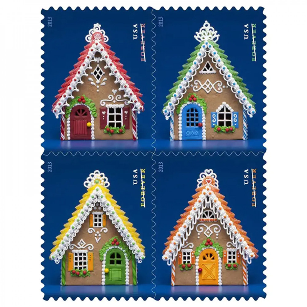 (2013) US Holiday Gingerbread Houses Forever Postage Stamps